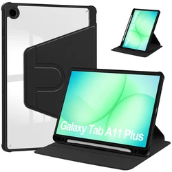 Enhanced Rotating Magnetic Acrylic Back Tablet Case with Pencil Holder for Tab  A11 2025 8.7 (Black)