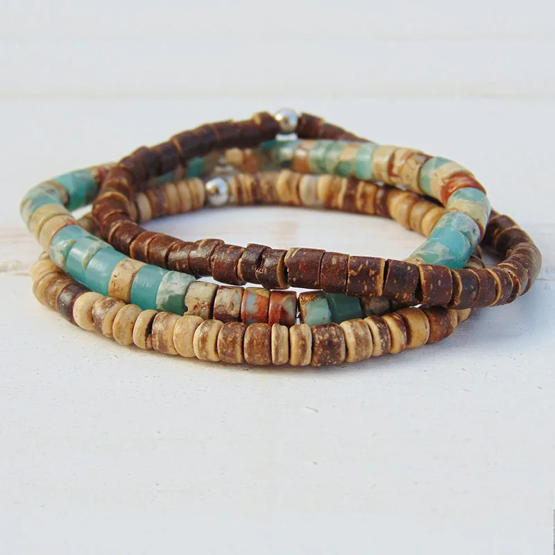 Mens Surfer Bracelet Mens Beaded Bracelet Stacking Bracelets Boho Bracelet Hematite Bracelet stone bead bracelet beaded bracelet natural stone bracelet