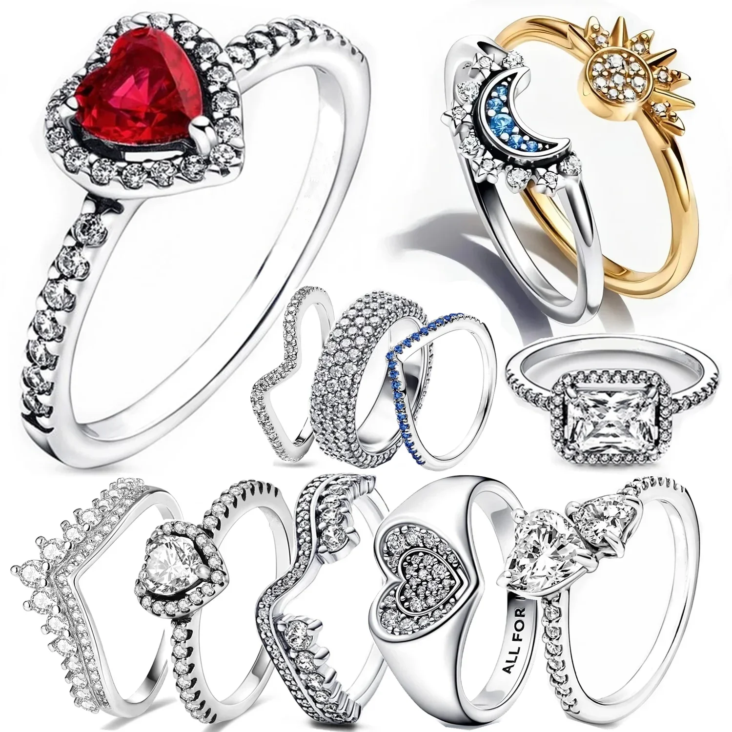 Sterling Silver 925 Rings for Women Sparkling Head Princess Flower Ring Daisy Rings Original Festival Jewelry Gift silver rings