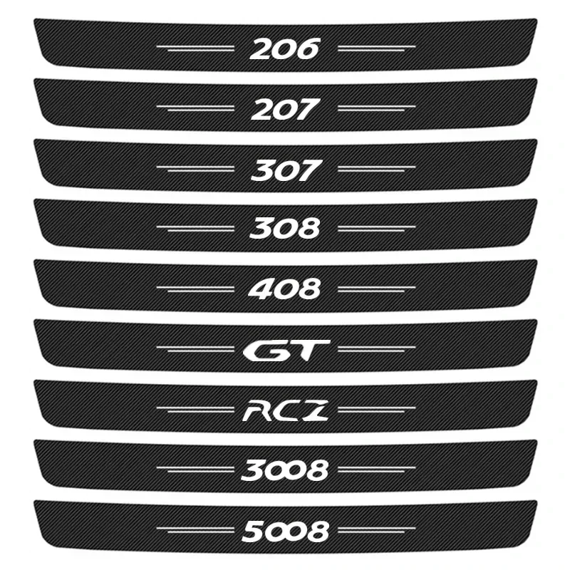 Protection Pare-Chocs Arrière Fibre Carbone Pour Peugeot 206 207 307 308 408 GT RCZ 3008 5008 - Anti-Rayures Et Antidérapante