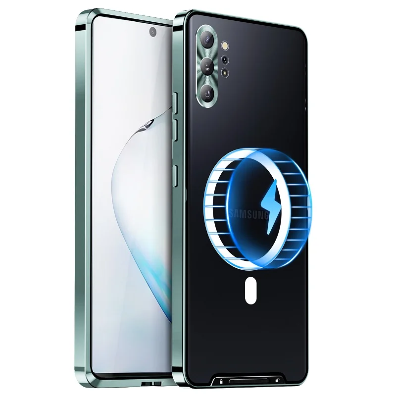 

Luxury Metal Case For Samsung Galaxy Note 10 Plus 20 Ultra Magnetic Ultra hin Shockproof Wireless Charging Cover Case Bag Coque