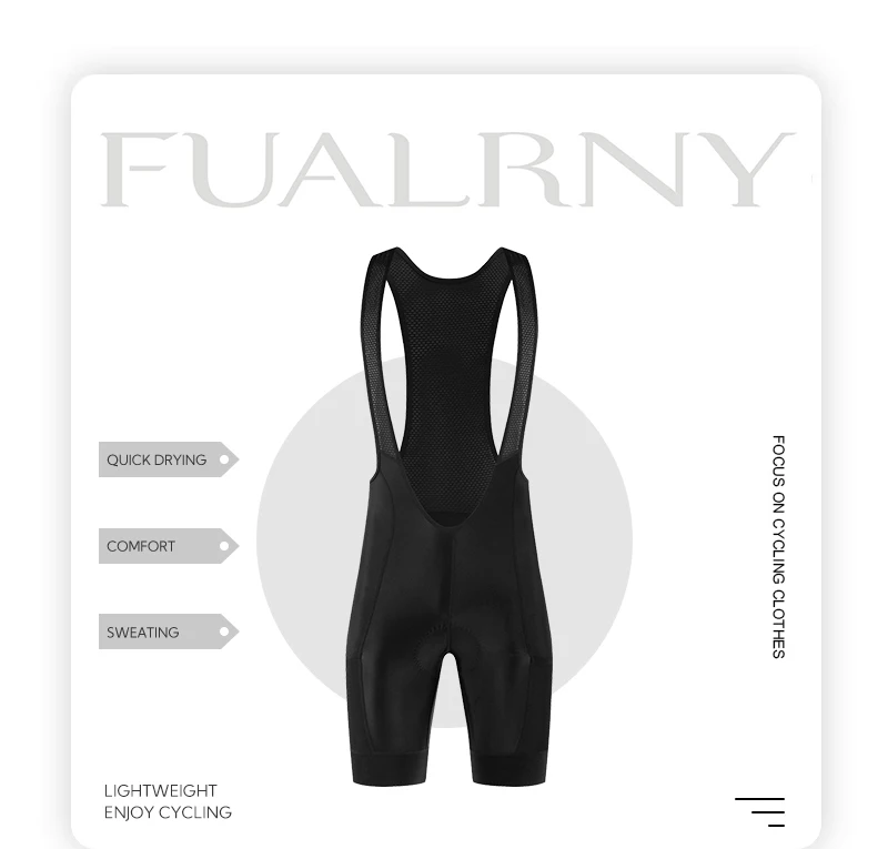 Fualrny Cycling Bib Shorts 5D Gel Pad Mountain Bike Shorts Bretelle Pockets Outdoor Breathable UPF50+ Bike Tight Bicycle Shorts