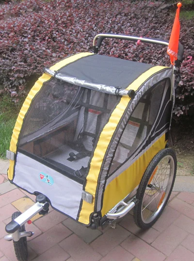 Remorque de vélo jumeaux 3 en 1, grande roue de 20 pouces, poussette pour  bébé, jogging