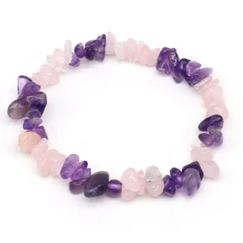 3PC Reiki Natural Stone Bracelets Healing Crystal Bracelet Chips Gravel Amethysts Rose Quartz Beads Bangles Gifts for Women Girl 3PC Reiki Natural Stone Bracelets Healing Crystal Bracelet Chips Gravel Amethysts Rose Quartz Beads Bangles Gifts for Women Girl