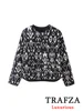 TRAFZA Casual Leopard Print Oversized Jackets Women Long Sleeve O Neck Buttons Coats Fashion 2024 Autumn Winter Female Outwears 5