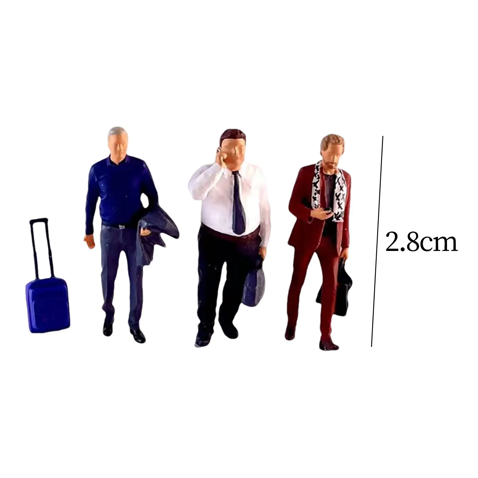 3Pcs 1/64 Scale Men Figures Figurine Decor for DIY Scene Decor Desk Decoration Hand Painted Collection Miniature Diorama Figures