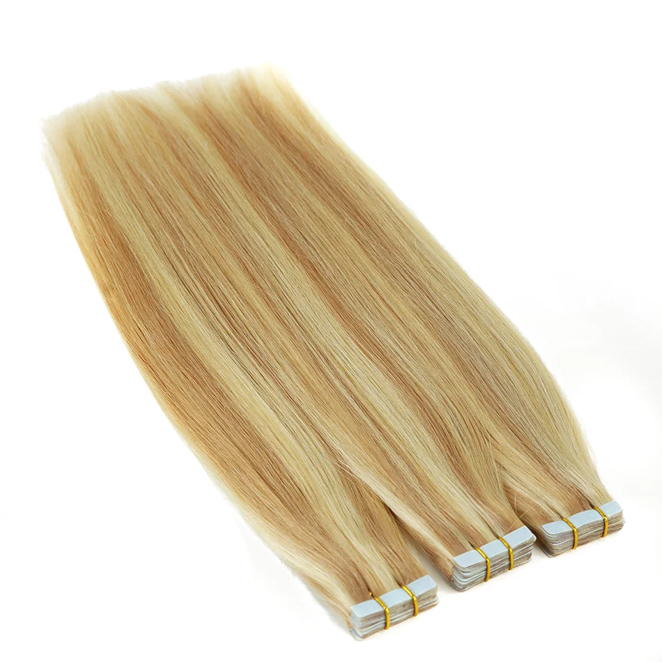 BHF Tape In Hair Extensions Straight Human Hair Adhesive Invisible Natural Hair Extensions 20 pcs Brazilian Remy Hair Tape Ins