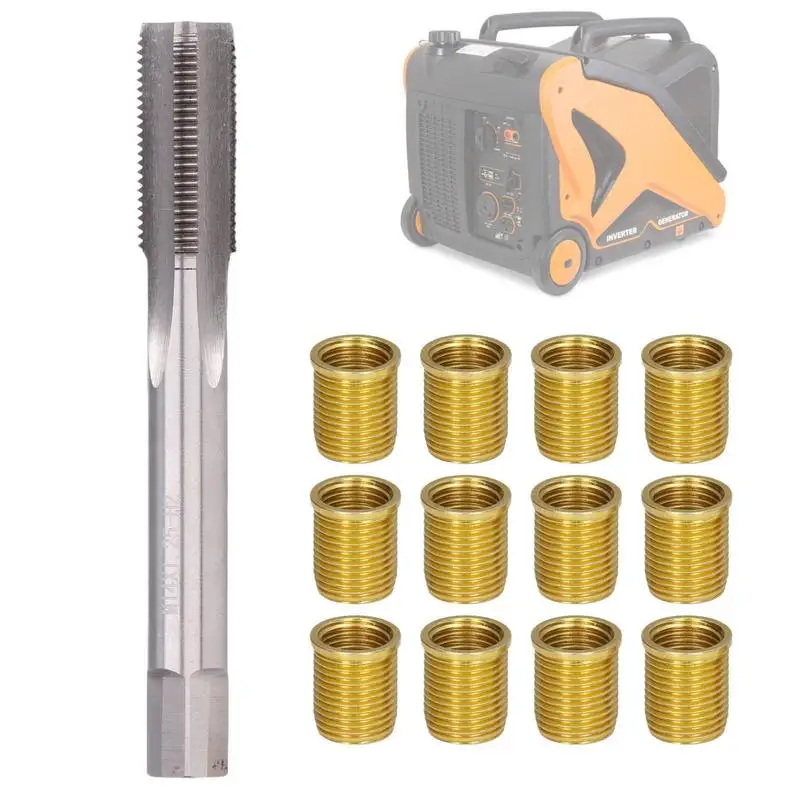 

Spark Plug Rethreader Kit Engine M14x1.25 Inserts And M16x1.25 Tap Kit 13pcs Screw Thread Tool Set For Spark Plug Repair M14 X 1