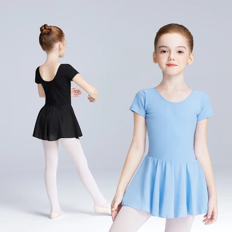 Robe de Ballet avec Doublure pour Fille, Justaucorps de bug astique avec Jupe, Manches Courtes, Tenue de brev, Entrejambe Fermée