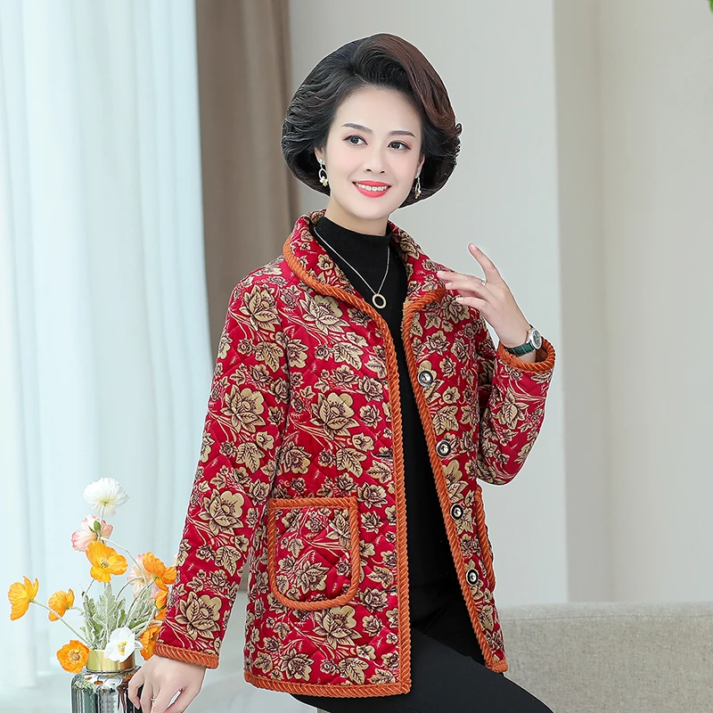 Autumn And Winter Women's Golden velvet Cotton Jacket New Short Slim Floral Vintage Woman Coats Jackets Outwear parka | Женская