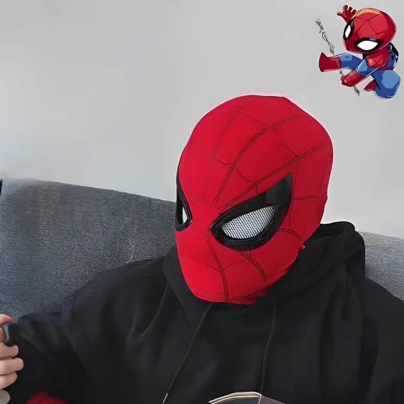 

New Mascara Spiderman Headgear Cosplay Moving Eyes Electronic Mask Spider Man 1:1 Remote Control Elastic Toys For Kids Gift
