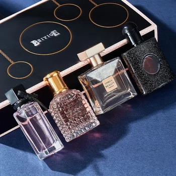 Profumo da donna originale Confezione regalo Profumi Set 4 pezzi * 25ML Fragranza fresca di lunga durata Eau De Toilette Regalo per donna Uomo Feromone