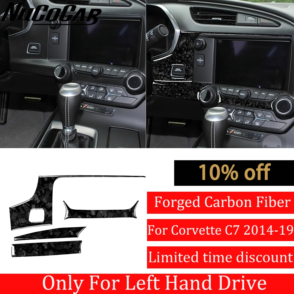 

Forged Carbon Fiber Interior Center Console Navigate GPS Frame Panel Cover Trim Stickers For Chevrolet Corvette C7 2014-2019