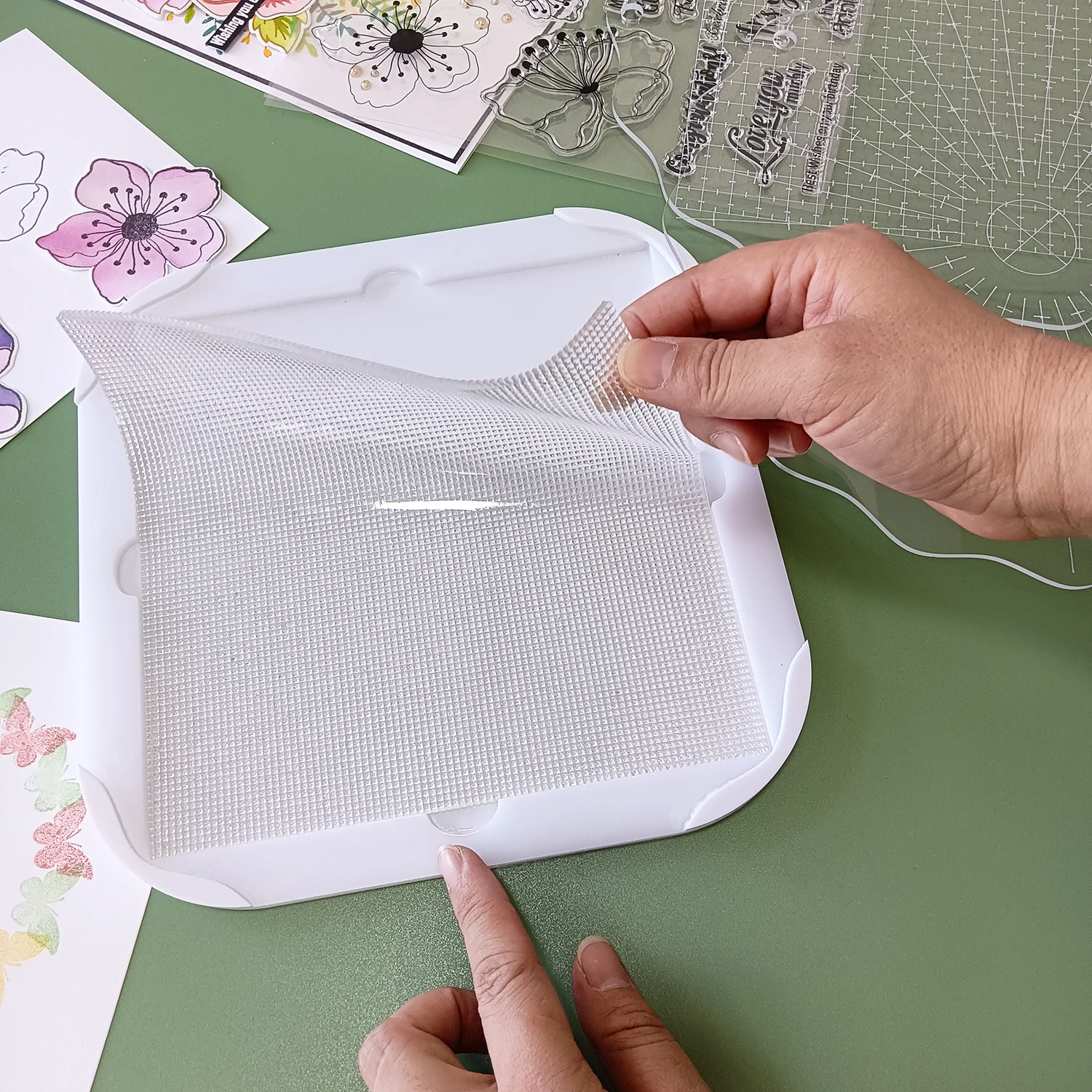 Stamp Platform Stamping Tool for Paper Crafting Scrapbooking Cardmaking Perfect for Stamping Layering Stamps Sticky Mat