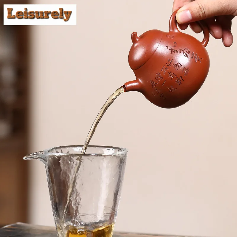 150ml Boutique Yixing Purple Clay Teapots Handmade Eggplant Pot Raw Ore Red Leather Dragon Mud Kettle Chinese Zisha Teaset Gift