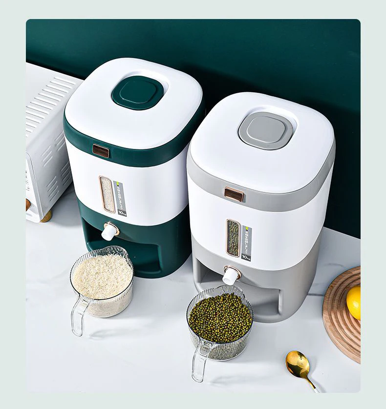 10-Kg Multi-Function Rice Bucket Large-Capacity Press-Sealed Rice Tank Household Kitchen Dry Rice Food Container Storage Bin