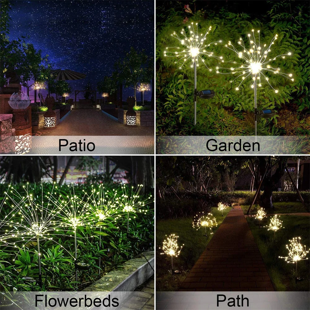 LED Solar Firework Lights Outdoor Garden Decoration Fairy Lights Waterproof Dandelion Lawn Lamp For Patio Garden solar lights camping light solar wall lamp solar fireworks lights solar led lights led fairy lights