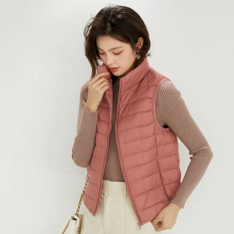 2023 New Woman Waistcoat Stand Collar Ultra Light Solid Sleeveless Duck Down Jackets Women Casual Puffer Quilted Vest Coat - 4