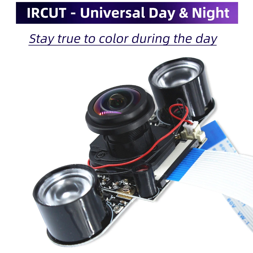 Raspberry Pi 175&deg; IR-CUT Camera Night Vision Focal Adjustable 5MP Fish Eye Auto Switch Day Night for Raspberry Pi 5 4B 3B+ Zero raspberry pi camera