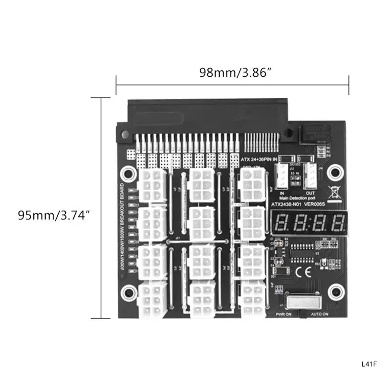 Power Supply Adapter Board 2200W to 12x 6P Power Board Support 36+24pin