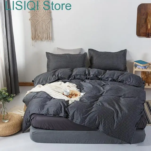 

Solid Color Quilt Cover Set with Bed Linens Single/Queen/King Size Comforter Bedding Set for Double Bed Cover Duvet Set Bedding