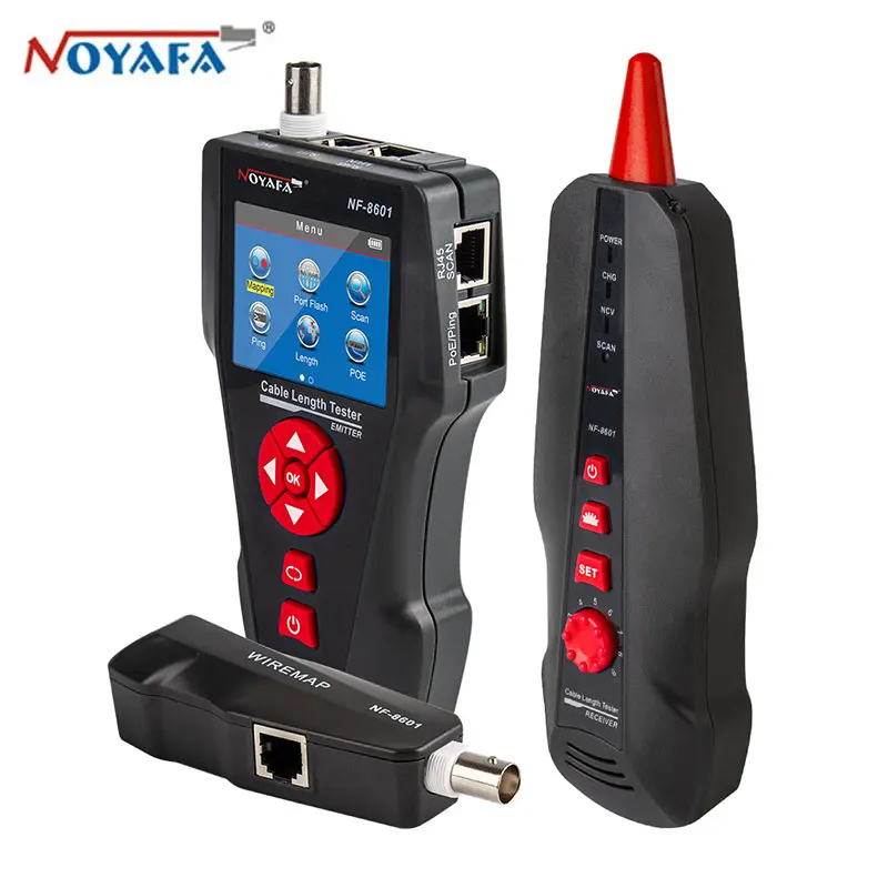

NOYAFA NF-8601 Network Cable Tester Wire Check Design POE PING LCD Cable Length Test Tracker Breakpoint Tester For RJ11 RJ45 BNC
