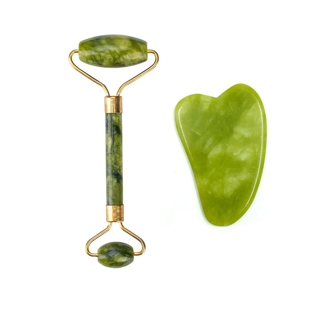 Jade Roller for Face Natural Jade Stone Facial Natural Scraper Face Lifting Gua Sha Body Back Slimming Massage Roller