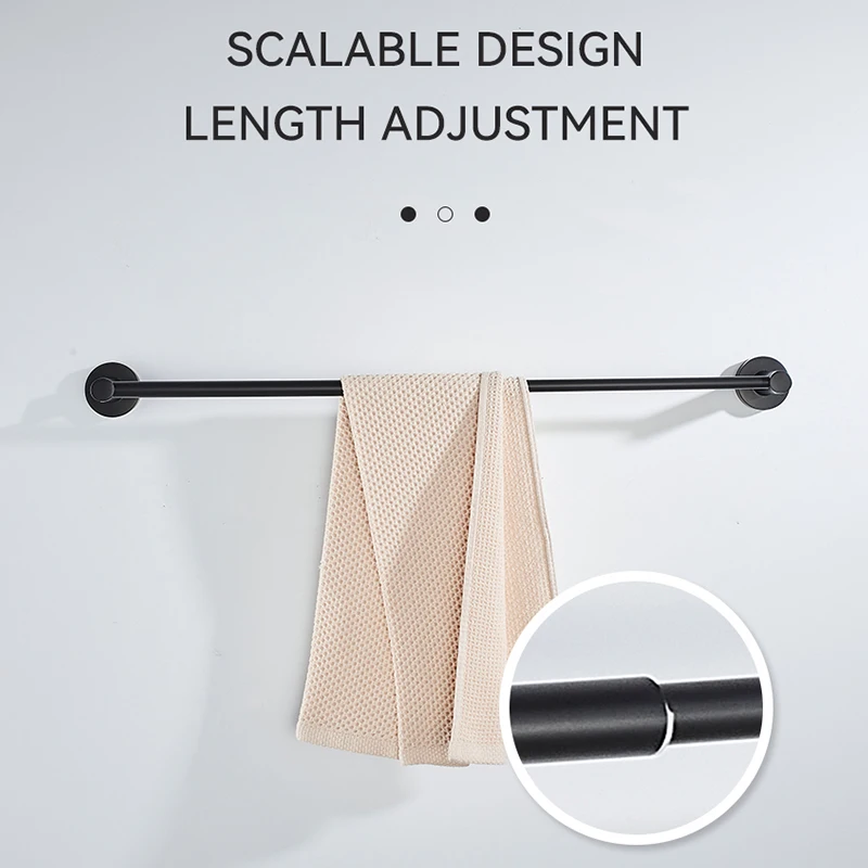 Single Towel Bar 1 Piece 14.8 to 26.8 Inch Adjustable Towel Rack Wall Mounted Bathroom EL9924