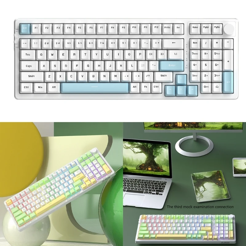 

AK992 Mechanical Wireless Gaming Keyboard 99 Keys Gamer PBT-Keycaps RGB- Full Color Backlight Keypad for PC Laptop