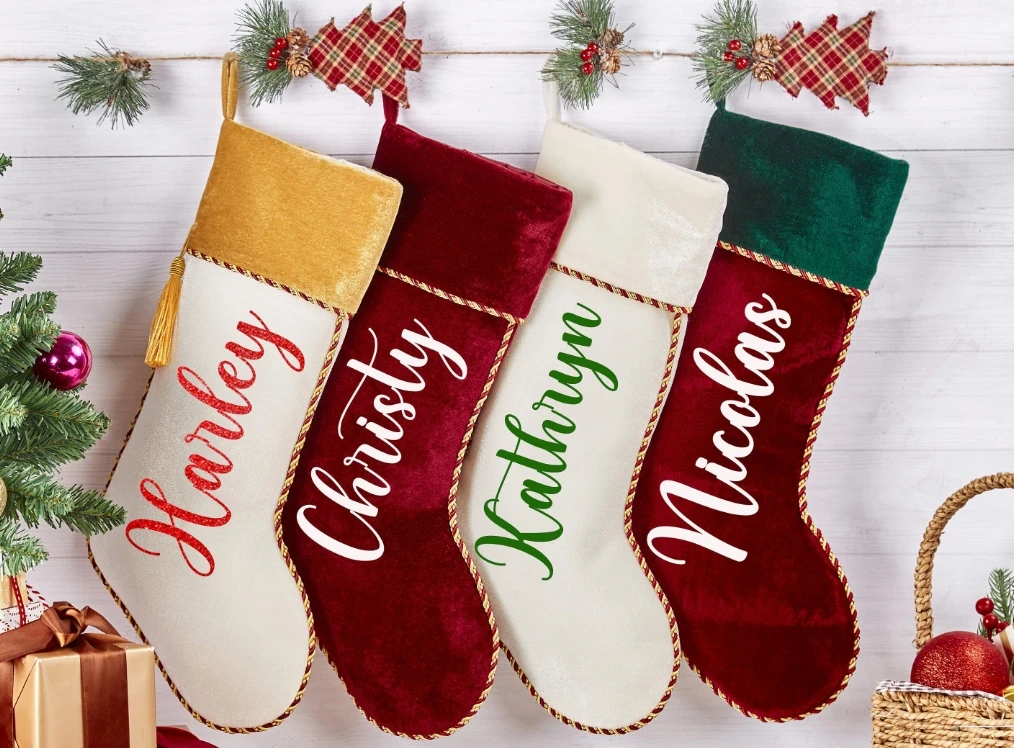 

1pc Name Stocking, Christmas Ornaments, Christmas Gift, Monogram Family Stocking Holiday Decor Kids Gift Bag