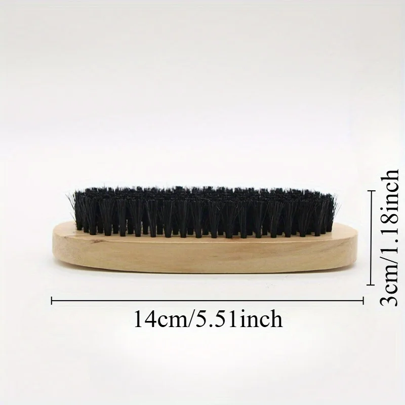 1pc Oval Black Pig Hair Brush, Polishing Brush, Professional Leather Shoe Cleaning and Care Brush 3