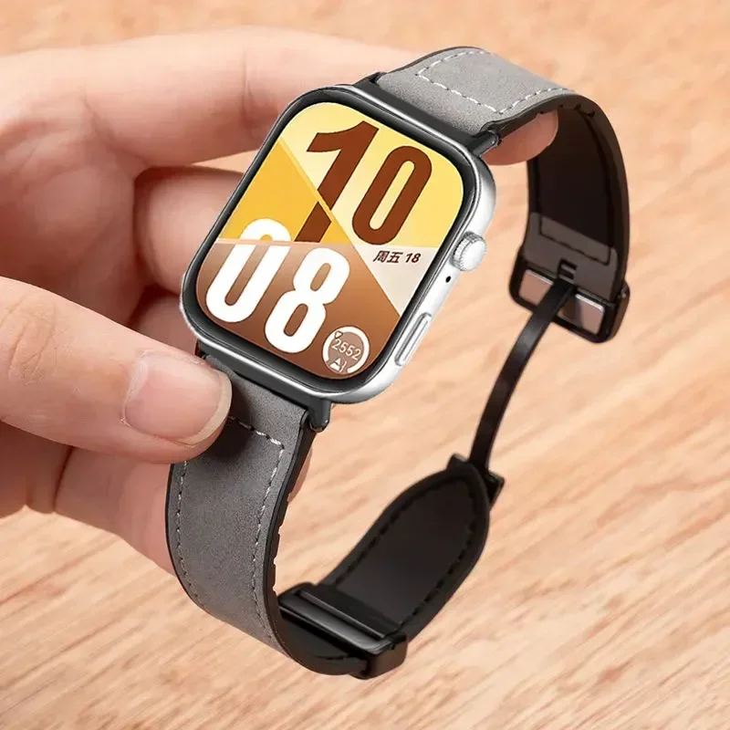 حزام سيليكون + جلدي لساعة هواوي فيت 4 برو/4/3 مشبك...