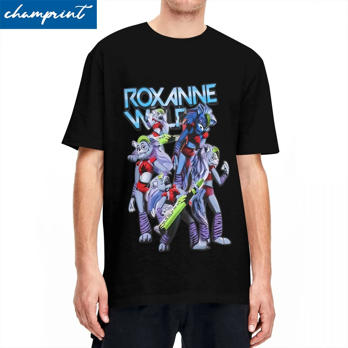 Roxanne Wolf Cartoon Magliette Uomo Donna 100% Cotone Cool T-Shirt Girocollo Fnaf Tees Abbigliamento Manica Corta Nuovo Arrivo