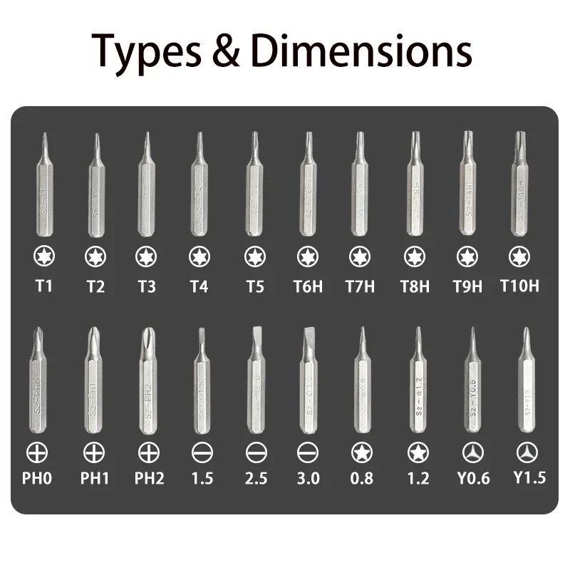 Precision Screwdriver Set with S2 Steel Bits Magnetic Handle Repair Tools Kit for Phone Laptop Glasses Camera Watch DIY