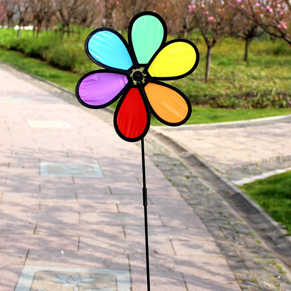 Colorful-Flower-Pinwheel-For-Home-Garden-Yard-Patio-Outdoor-Decoration-Kids-Toy-Spinner-Wind-Automatic-Rotation.jpeg Színes Virágcsillapító Otthoni Kerti Udvari Terasz Kültéri Dekoráció Gyerekek Játék Fonó Szél Automatikus Forgó Szélmalom - Image 3