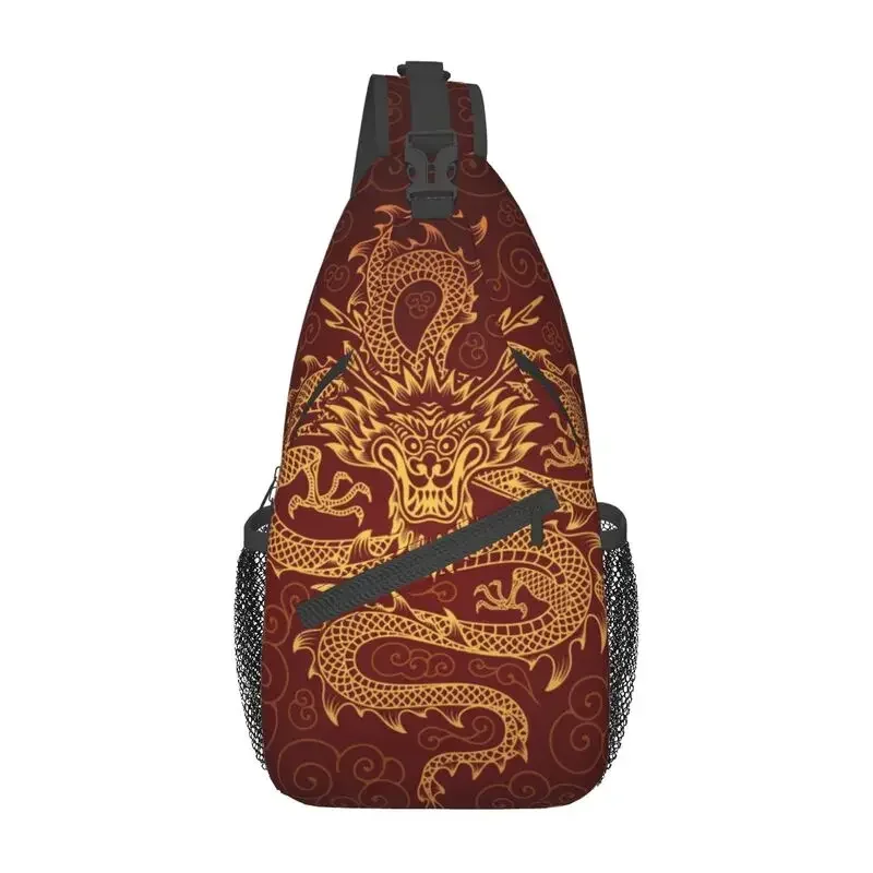 

Dragon Totem Asian Style Sling Crossbody Chest Bag Men Casual Chinese Oriental Mythical Shoulder Backpack for Traveling