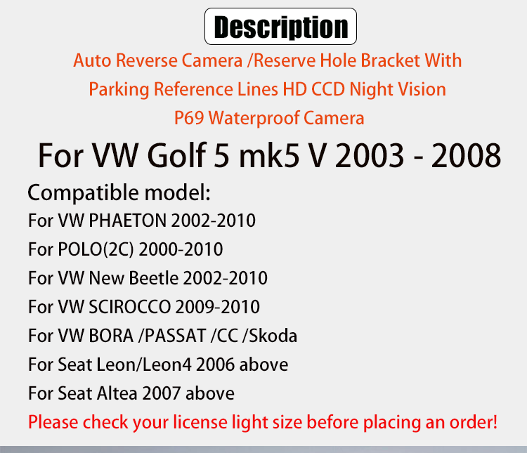 Rückansicht Kamera Zubehör Für VW Golf 5 Golf V mk5 2003 2004 2005 2006  2007 2008 Lizenz Platte Lampe mit HD Nachtsicht - AliExpress