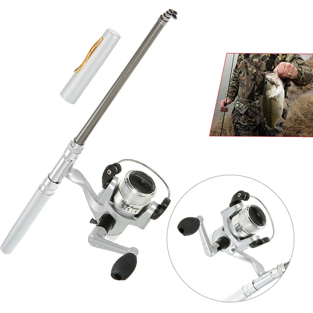 Mini Fishing Rod Reel Combo Fibre Glass Aluminum Alloy Pocket Pen Fishing  Rod Pole 5.1:1