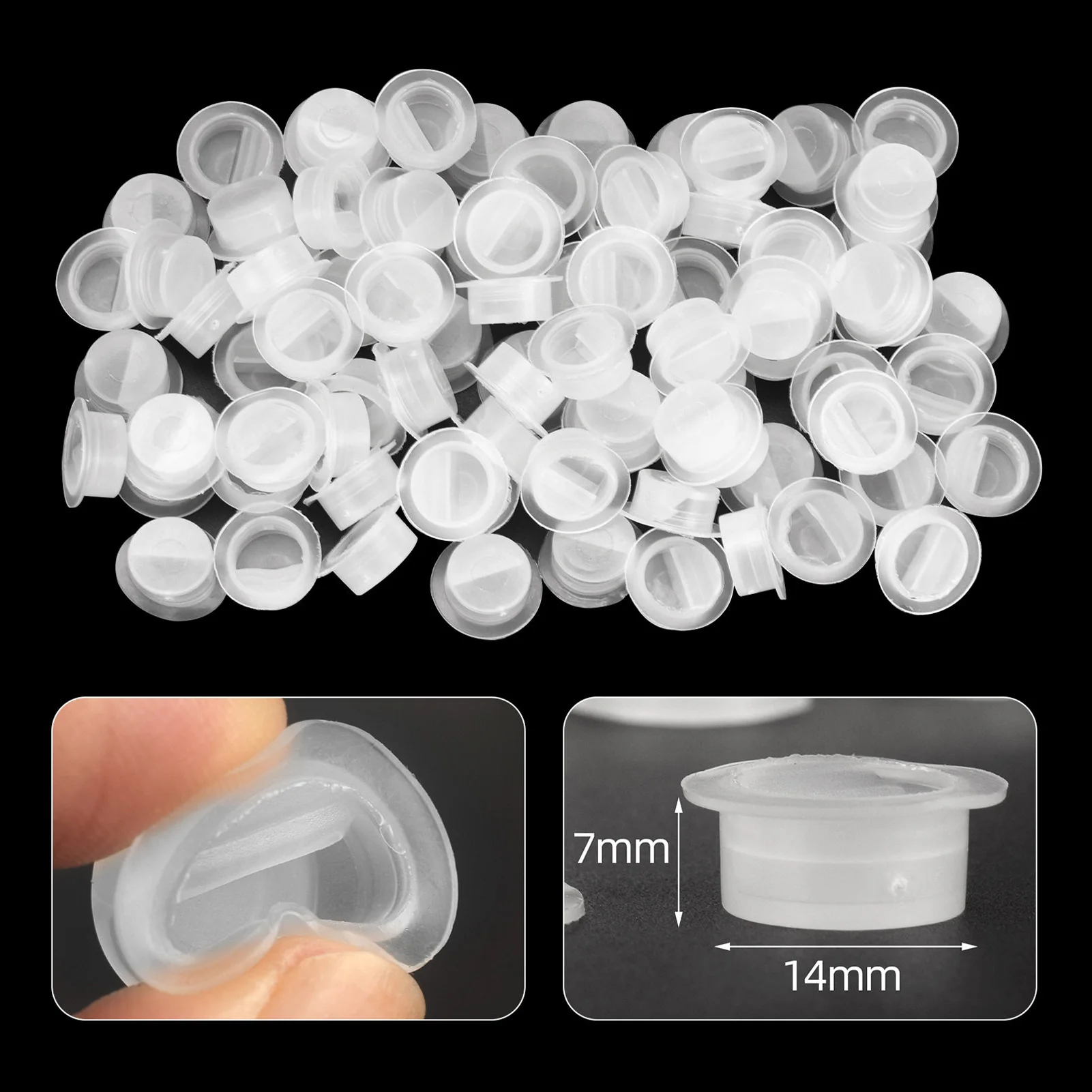 

100pcs Disposable Tattoo Ink Cups Silicone Tattoo Ink Cups Holder Supplies for Tattoo Permanent Makeup Eyelashes Accesories