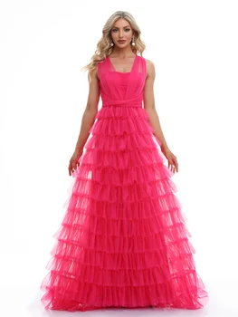 فساتين سهرة رسمية فاخرة بدون أكمام على شكل حرف v من التل 2025 أنيقة لحفلات الزفاف من التل للنساء فساتين كوكتيل لوصيفة العروس للحفلات الراقصة 3