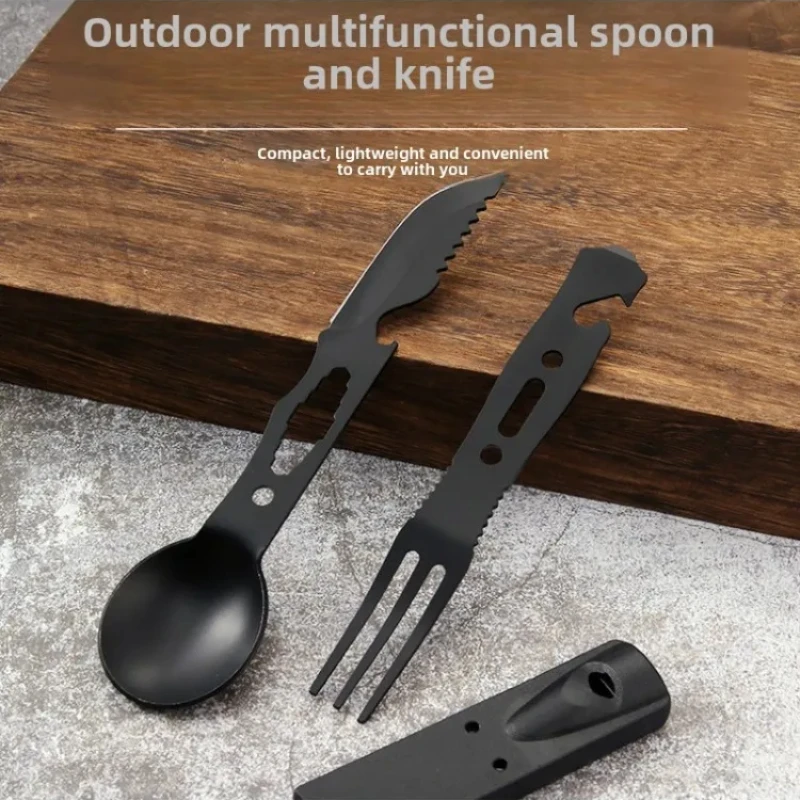 Multi Function Tableware Spoon Multi Tool Can Opener Flatware Portable Bottle Cutlery Multitool Camp Utensil Fork Stainles 1pcs