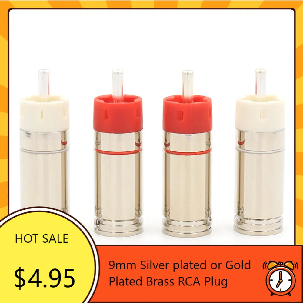 R1724 4 Pezzi Hifi Fai Da Te 9Mm Placcato Argento O Connettore Rca In Ottone Placcato Oro, Jack Hifi Rca