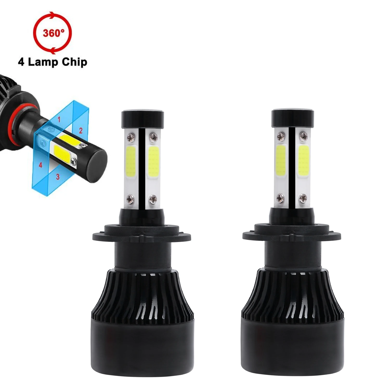 미니 LED 자동차 헤드라이트 전구, 4 면, 20000LM, 6000K, H1, H3, H11, H13, 9012, 9005, HB3, 9006, HB4, 9007 러닝, 자동 안개등, 신제품