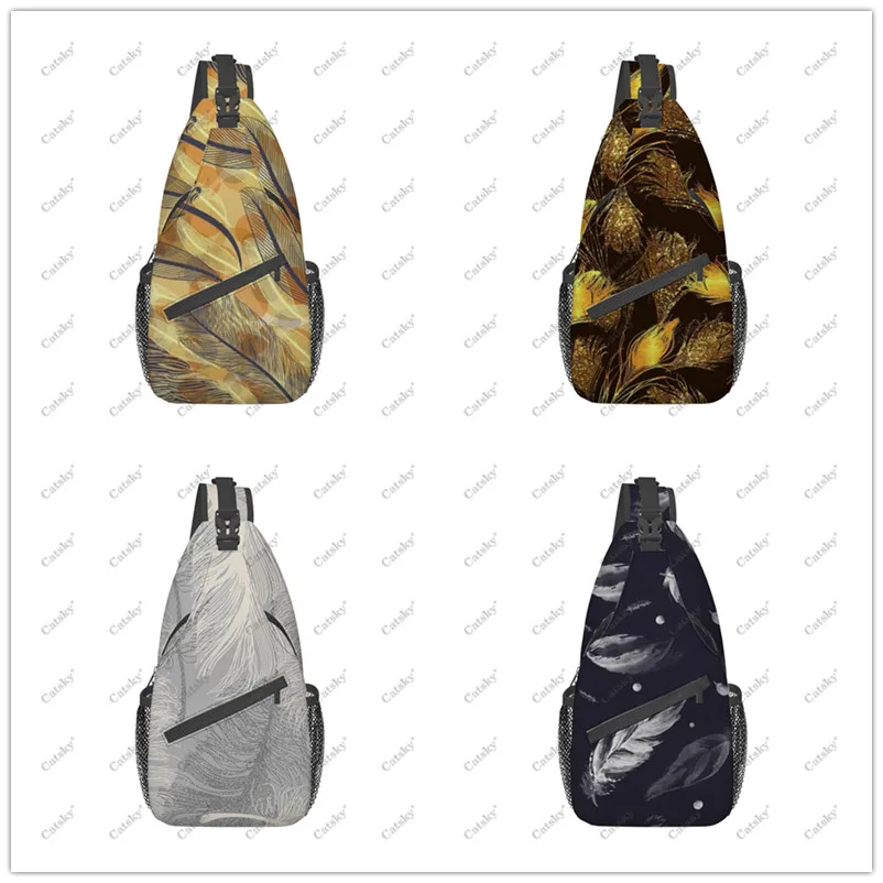 Нагрудная сумка с принтом в виде перьев