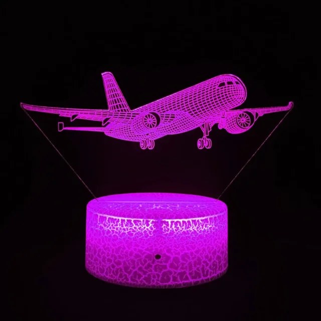 Airplane 3d Night Light Usb Plug-in Touch Table Lamp Room Decor Bedside Nightlight Child Birthday Christmas Gifts for Kids Boys 3