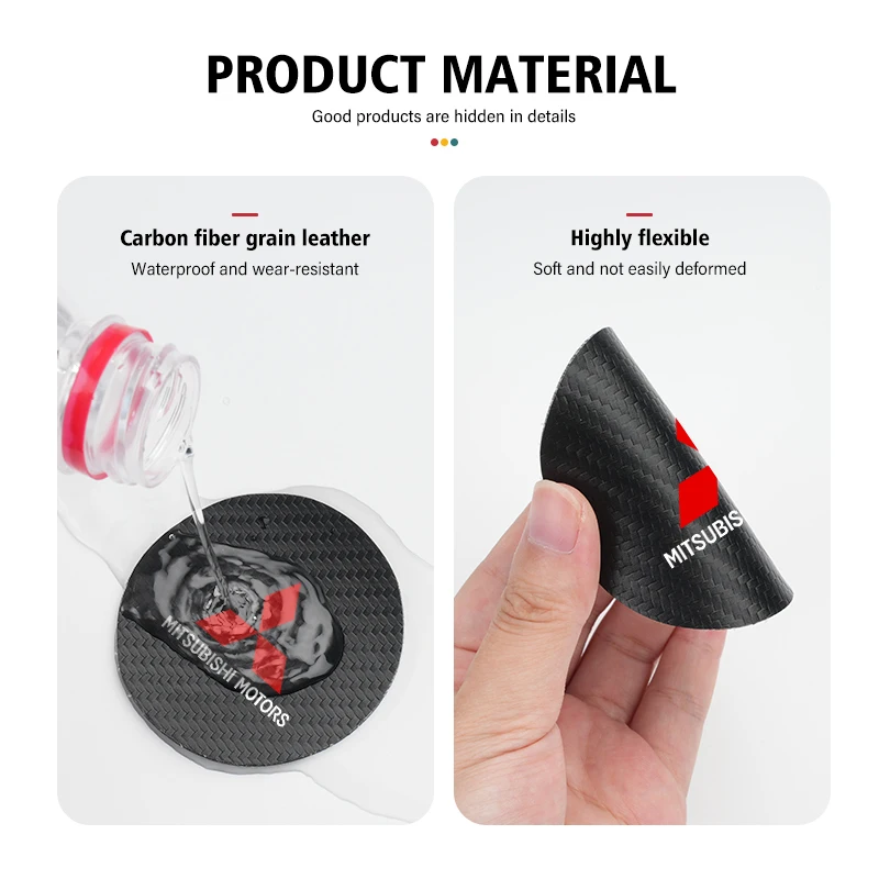 Universal Car Coaster Anti-Slip Carbon Cup Pad Bottle Holder Mat for Mitsubishi Outlander Lancer Cross Colt Xpander Mirage