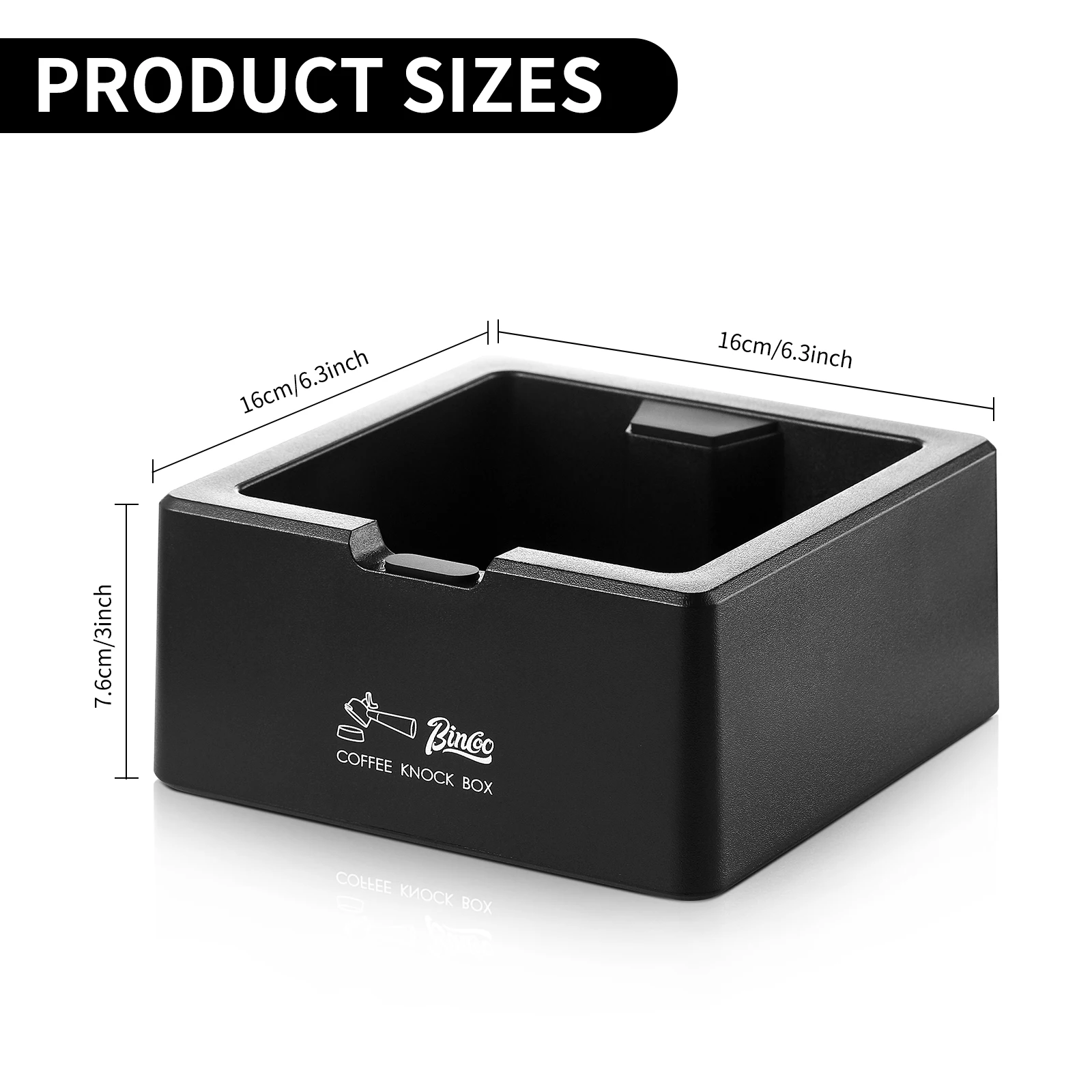 Premium ABS Coffee Knock Box with Square Anti-Slip Design and Silicone Base
