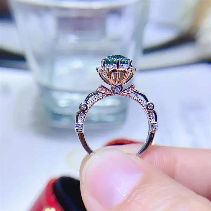 Anello Donna Con Moissanite - Argento Sterling 925 Placcato Oro Bianco 18k, Certificato GRA, Purezza D+ VVS1, Ideale Per Regali Speciali