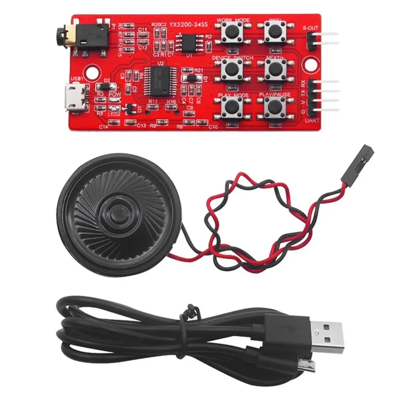 XB-YX5200-24SS TF 카드 슬롯이 있는 MP3 음성 모듈 +스피커+Ardu..