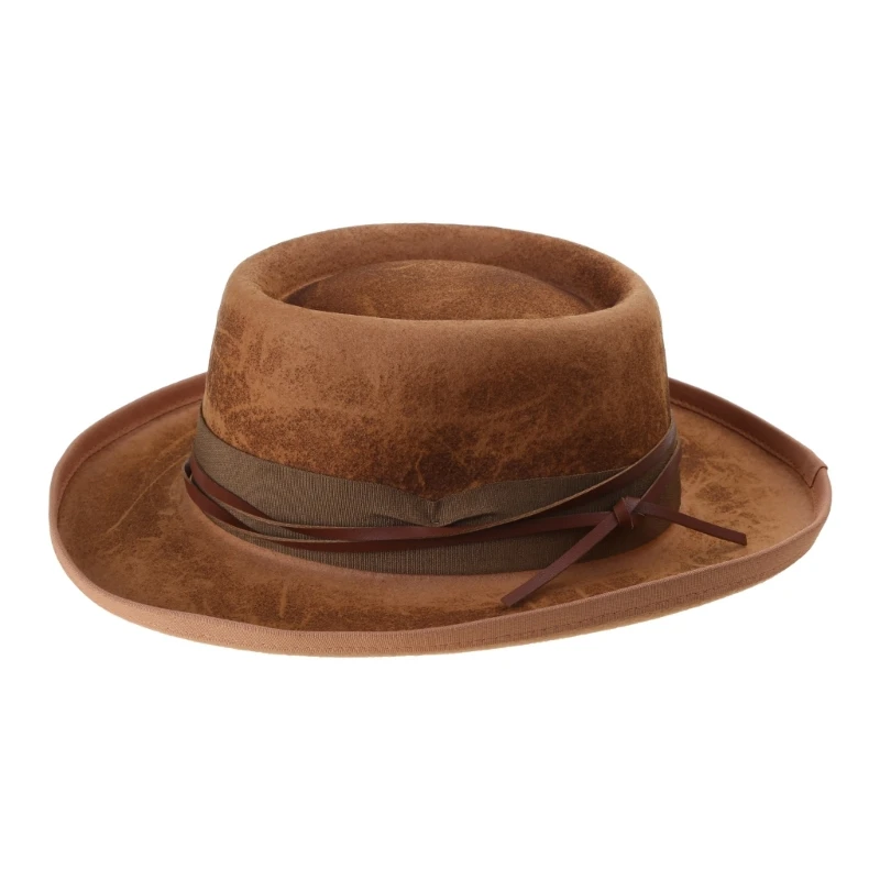 Fashion Fedoras Hat for Women Man with Belt Panamas Hat Magicians Hat Wool Hat Roleplay Costume Adult Stage Dress DropShipping